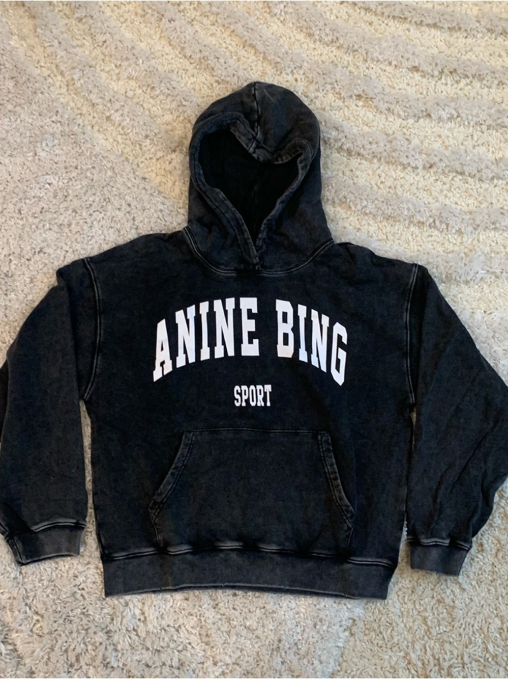Anine Bing Sport Washed Black Pullover Hoodie Woman’s Size Small & Large